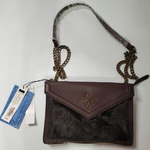 NWT SIMPLY VERA WANG Dark BROWN Faux Fur CROSSBODY BAG